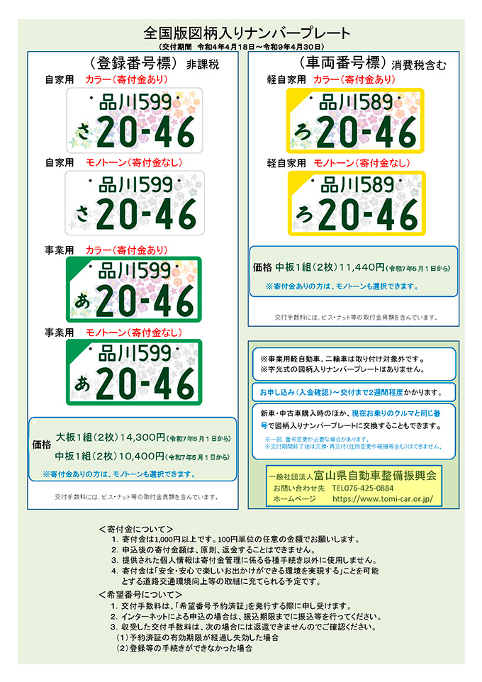 富山県版図柄入りナンバープレートイメージ