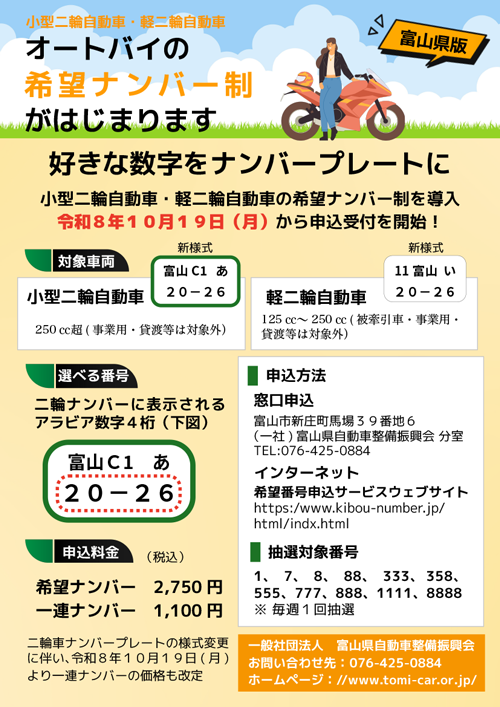 二輪車希望ナンバーの詳細はこちら